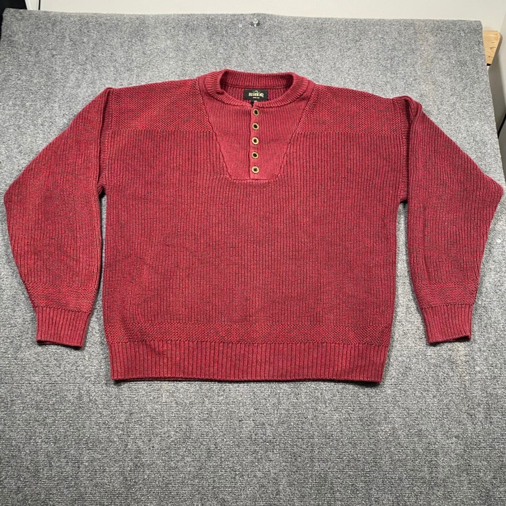 REDHEAD Mens Burgundy Knit Henley‎ Sweater 3XL Long Sleeve Pullover